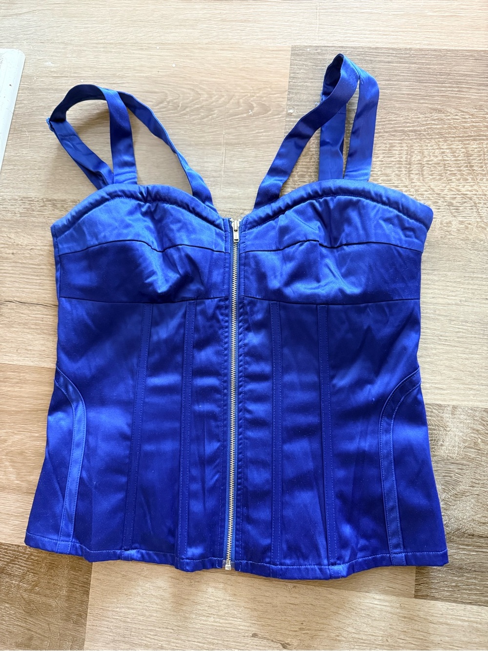 Bebe Blue Satin Corset Top